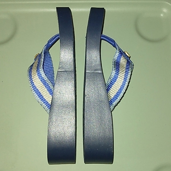 Brand New☆TORY BURCH☆Women's Infradito Blue Gemini Link Wedge Sandals☆Size 6M - Picture 7 of 13